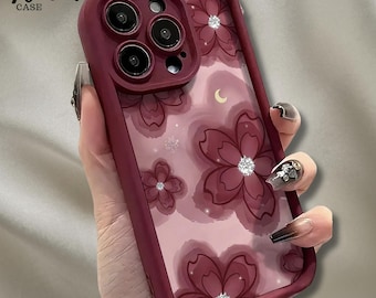 Capa para celular com estampa floral de flor de cerejeira, capa de TPU resistente a impactos, capa protetora estética, presente para ela.