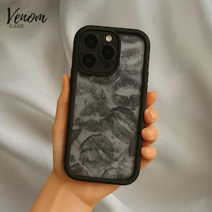 Étui de téléphone noir brillant aux lèvres, Étui antichoc, Finition brillante tendance, Prise anti-rayures, Étui de téléphone tendance, Cadeau pour elle