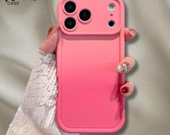Capa de celular rosa degradê, capa protetora de silicone fosco, presente para ela