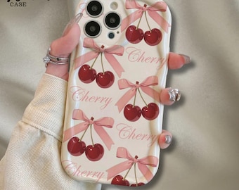 Capa de celular Cherry em TPU, com protetor de lente da câmera, anti-queda, capa fofa e estética, presente para ela.
