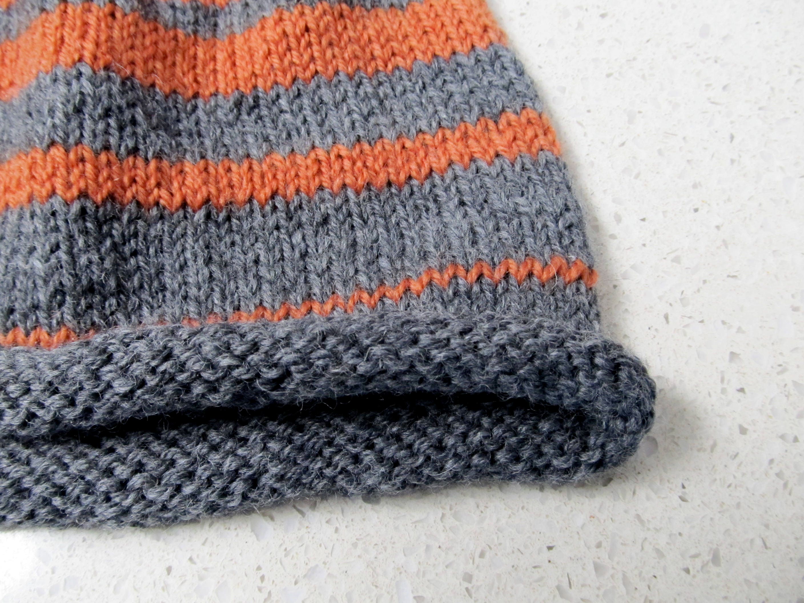Heathered Gray & Orange Wool Striped Beanie - Etsy