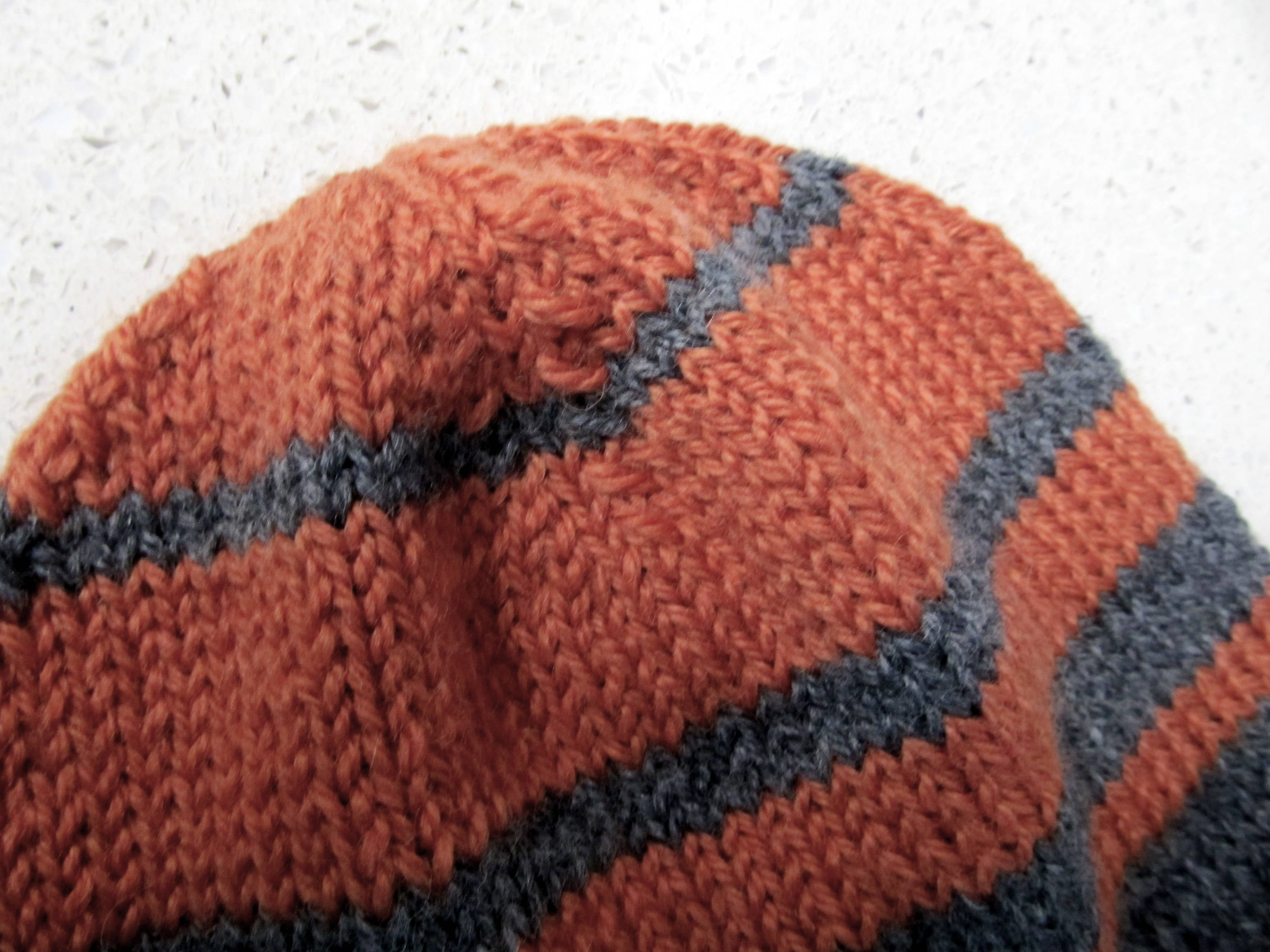 Heathered Gray & Orange Wool Striped Beanie - Etsy display picture 2