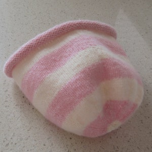 Pure cashmere baby beanie in pink&cream stripes