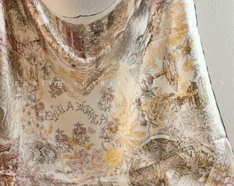 Classic Silk Carré -100% Silk Scarf -110 cm-18 Momme Twill Silk-Hand-Rolled Square - Elegant Artisan Accessory - Quiet Luxury