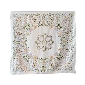 Floral Awakening: 100% Silk 18 Momme Twill Scarf 90cm - Double-Sided Two-Tone Pattern - Hand-Rolled - Silk Carré - Quiet Luxury Blossom
