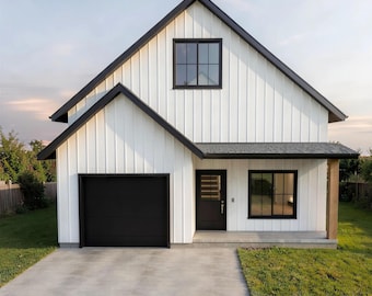 Progetto di casa colonica di 1132 piedi quadrati, 2 camere da letto, 2 bagni, 29' x 53'