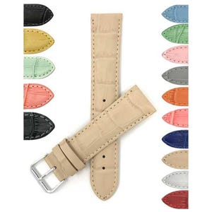 Bandini Leather Watch Band, Alligator Pattern Watch Strap - 12mm 14mm, 16mm, 18mm, 20mm