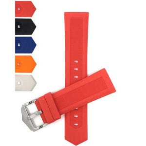 Bandini Smooth Ribbed Silicone Watch Band, Soft Rubber Strap, Waterproof - 12mm, 14mm, 16mm, 18mm, 20mm, 21mm, 22mm, 24mm, 26mm, 28mm