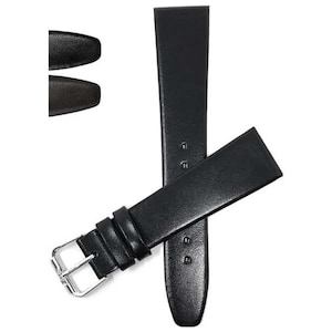 Bandini Classic Thin Leather Watch Band for Women and Men - 6mm to 22mm - Black or Brown