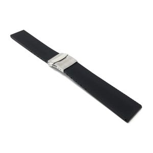 Bandini Black Silicone Watch Band, Soft Rubber Replacement Deployment Strap, Tread - 20mm, 22mm, 24mm