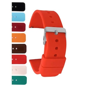Bandini Quick Release Soft Black Rubber Silicone Sports Watch Band, Waterproof - 14mm, 16mm, 18mm, 20mm, 22mm, 24mm