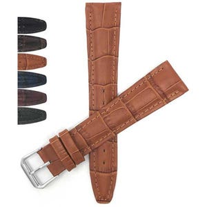 Bandini Extra Long (XL) Leather Watch Band, Alligator Pattern Strap - 12mm, 14mm, 16mm, 18mm, 20mm