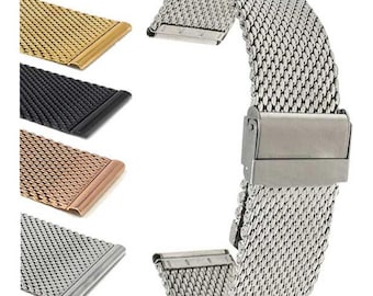 Milanese Stainless Steel Mesh Watch Band, Adjustable Metal Strap