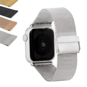 Bandini Adjustable Fine Mesh Watch Band, Metal Milanese Strap for Apple Watch Series 10/9/8/7/6/5/4/3/2/1, SE & Ultra 1  2