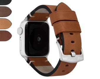 Bandini Distressed Leather Apple Watch Band, Minimal Stitch, Italian Leather