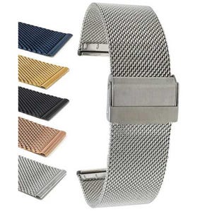 Bandini Fine Metal Mesh Watch Strap, Stainless Steel Mesh Milanese Band - 10mm, 12mm, 14mm, 16mm, 18mm, 20mm, 21mm, 22mm, 24mm