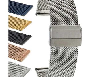 Stainless Steel Fine Mesh Watch Strap, Milanese Style