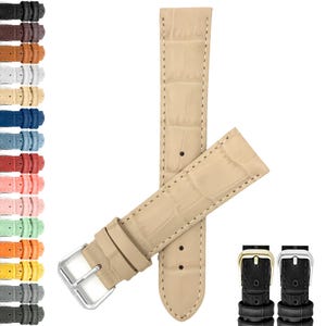 Bandini Leather Watch Band, Alligator Pattern Watch Strap - 12mm 14mm, 16mm, 18mm, 20mm