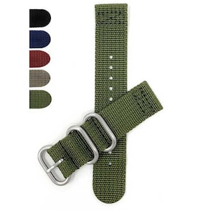 Bandini Nylon Watch Band, 2 Piece Strap, Hook and Loop Buckles - 20mm, 22mm