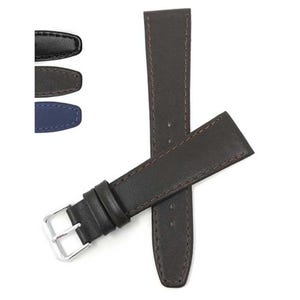 Bandini Classic Slim Leather Watch Band with Stitch - Women and Men - 10mm 12mm 14mm 16mm 18mm 20mm