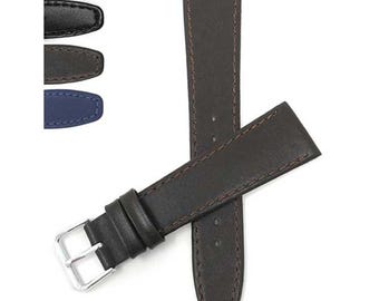 Slim Italian Leather Watch Band with Stitch – Classic Style