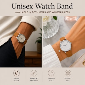 Bandini Thin Leather Watch Band Strap for Women and Men, Many Colors with Stitch zdjęcie 4