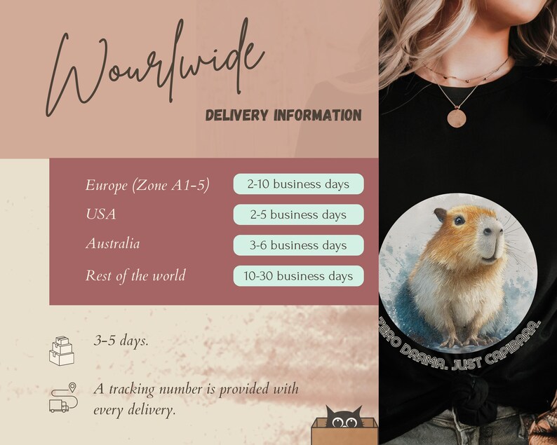 Delivery instructions for funny capybara t-shirt “Zero Drama, Just Chillin”, unisex cotton adult tee, gift for humor and animal fans