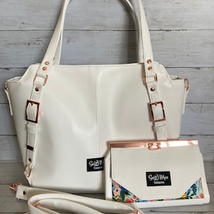 Bolso/Crossbody Moonwake blanco y floral con cartera de embrague floral Zephyr a juego