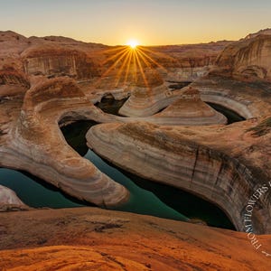 Reflection Canyon Sunrise Sunburst Print | Glen Canyon Escalante Utah | Landscape Photography
