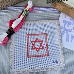 Pink Star of David Needlepoint Canvas