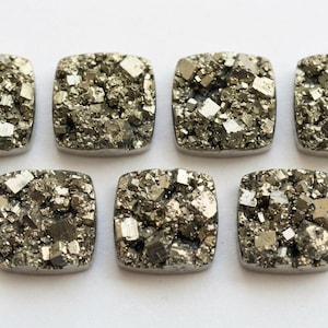 Pyrite Druzy Cabochon Calibrated Natural Loose Gemstone Flat back for Jewelry Making