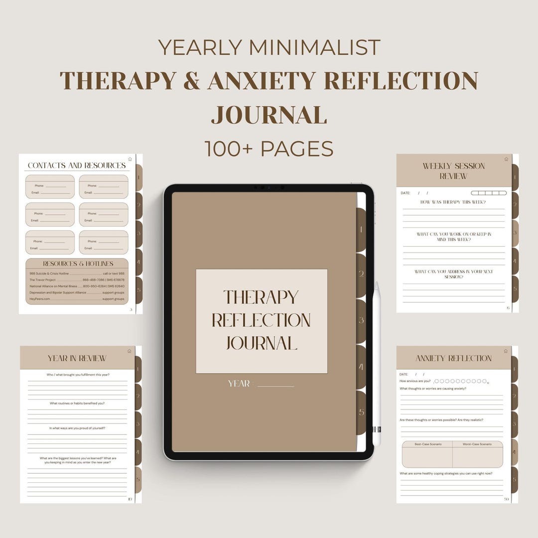 Digital Therapy & Anxiety Journal: Minimalist Mental Health Tool - Etsy