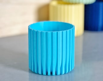 Jardinière moderne bleu clair | Pot de fleurs de 3 po. | Petit vase d'intérieur imprimé en 3D
