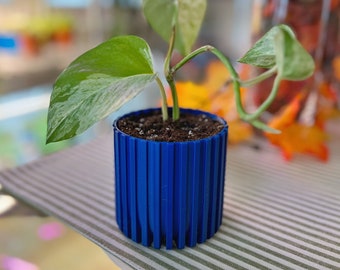 Modern Blue Planter | 3D Printed 3” House Plant Pot Home Decor