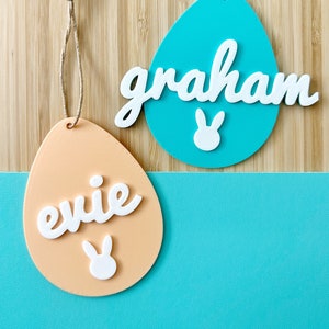 Étiquette personnalisée pour panier de Pâques oeuf de Pâques | Charm pour plaque nominative personnalisée imprimée en 3D en 6 couleurs | Étiquette-cadeau de Pâques pour marque-places Charm Enfant Enfant