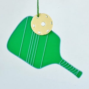 Pickle Ball Paddle Ornament | 4 Color Options 3D Printed Pickleball Player Hanging Charm