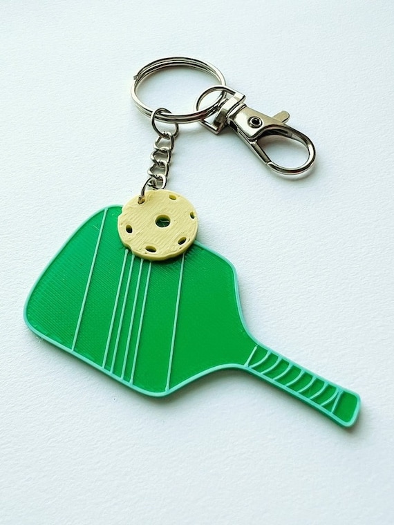 Stainless Steel Pickleball Racket Keychain - Sports Keyring For Backpack Or Keys