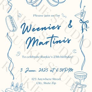 Weenies and Martinis Birthday Invitation
