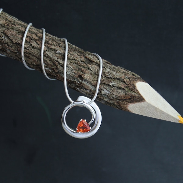 Citrine Swirl Pendant, Orange Citrine, Sterling Silver Circle Pendant, Swirl Pendant, Birthstone Pendant,  Made to order neck wear golden