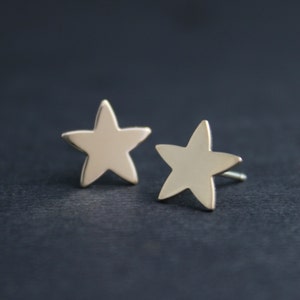 14k Yellow Gold Star Stud Earrings - Simple Minimalist Stud Earrings - Stacking Earrings - Ready to Ship