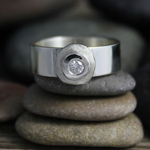 Cairn Rock Ring, Diamond Stacking Ring, Inspired by Nature, Organic Ring, Eco Friendly Sterling Silver and Diamond Ring, Made to Order