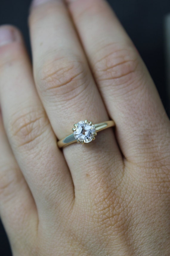 上品なブランド White Gold Yellow 14k Topaz Topaz White Cut Asscher Ring, アクセサリー