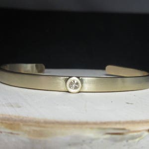 Solid 14k Yellow Gold Diamond Cuff Bracelet, Handmade Bracelet, Modern Cuff, One of a Kind, Made to order