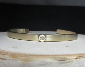 Solid 14k Yellow Gold Diamond Cuff Bracelet, Handmade Bracelet, Modern Cuff, One of a Kind, Made to order