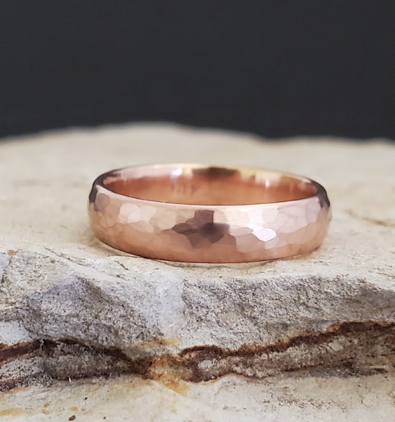 4mm Wide 14k Rose Gold Comfort Fit Light Band Wedding Band