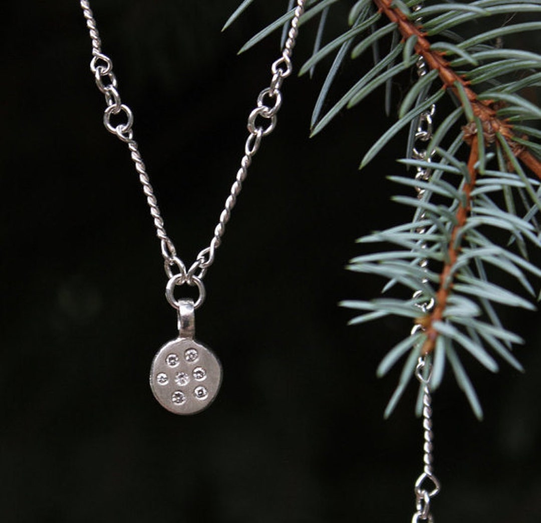 Pleiades Necklace, Handmade Silver Chain Link Necklace, Diamond Coin ...