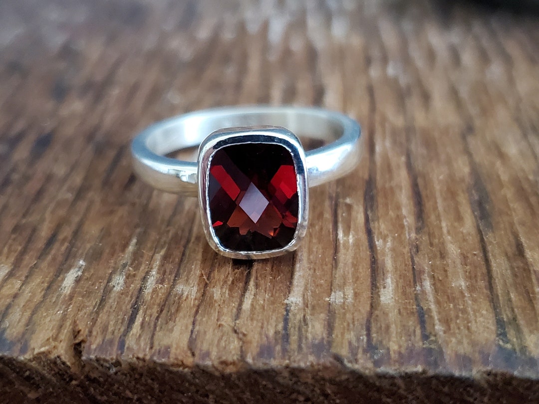 Sterling Silver Bezel Set Ring Octagon Antique Etsy