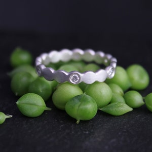Sterling Silver & Moissanite Pebble Ring, Moissanite Eternity Band, Stacking Pebble Ring, Pebble Eternity Band, Conflict Free, Made to Order