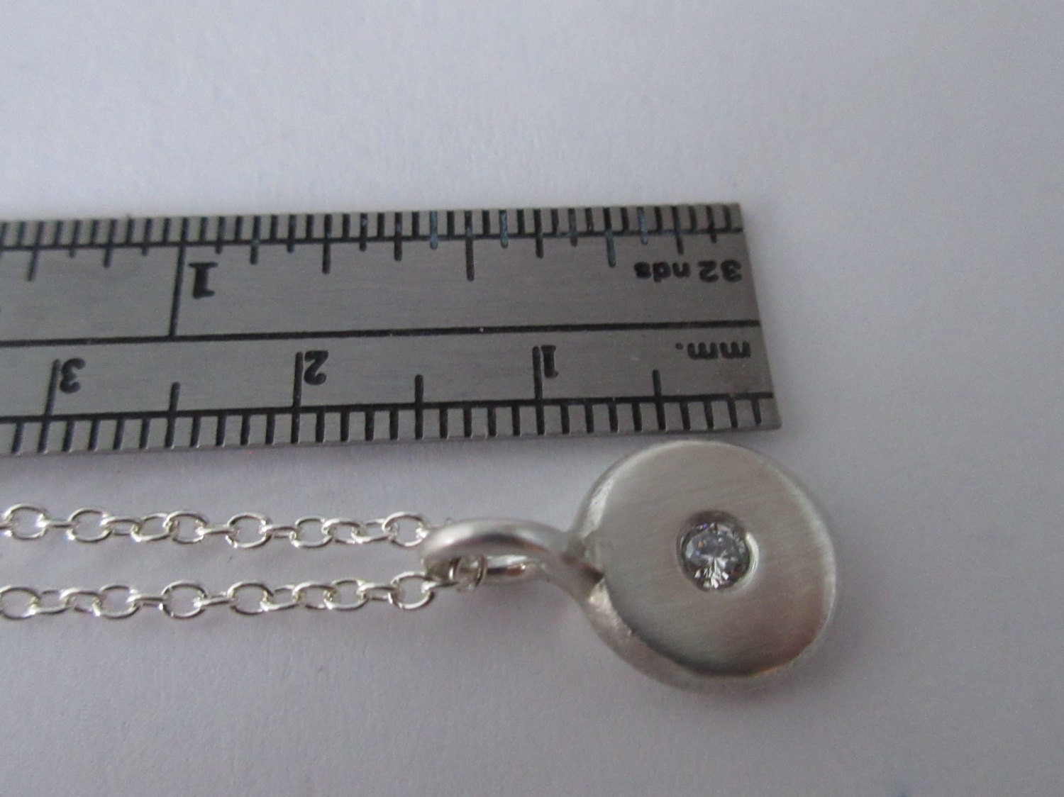 Sterling Silver Diamond Coin Pebble Necklace, Handmade Silver Pendant ...