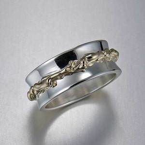 14kt gold sterling silver concave ring 6mm ready to Ship